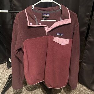 Patagonia Synchilla Burgundy and Pink Fleece Pull Over
